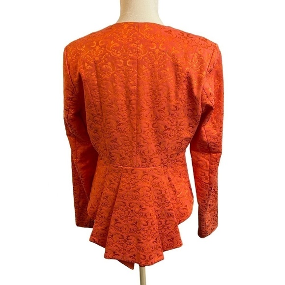 Venus Evening Tangerine Brocade Blazer Jacket 10 - Picture 5 of 13